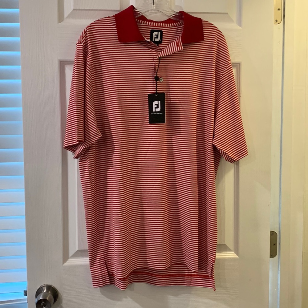 Men’s footjoy red and white striped polo